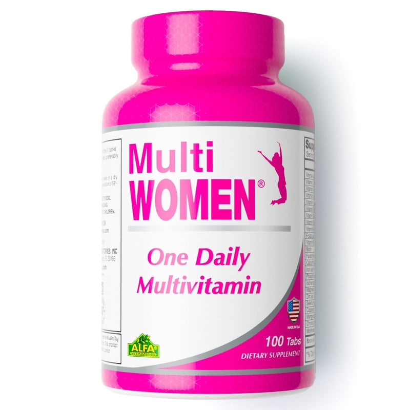 ALFA VITAMINS Multi Women Vitamins Dietary Supplement with Essential Vitamins & Minerals for Women - Amino Acids + Antioxidants - 100 Tablets Women (1 Pack)