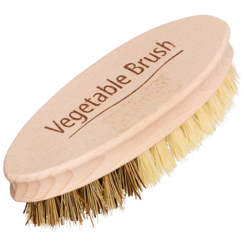 Redecker Hard and Soft Side Vegetable Brush, Durable Beechwood Handle, 2 Different Bristle Strengths for Cleaning Delicate or Tough-Skinned Vegetables, 5-1/4 inches, Made in Germany 1 - BeesActive Australia
