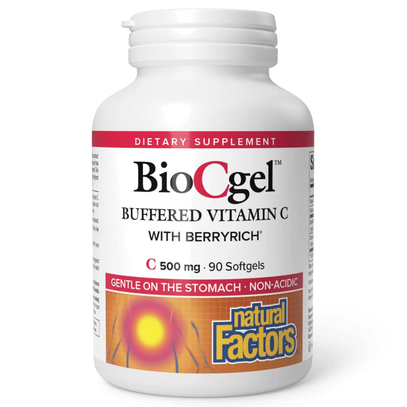 Natural Factors - BioCgel Buffered Vitamin C with BerryRich, Gentle on the Stomach, 90 Soft Gels