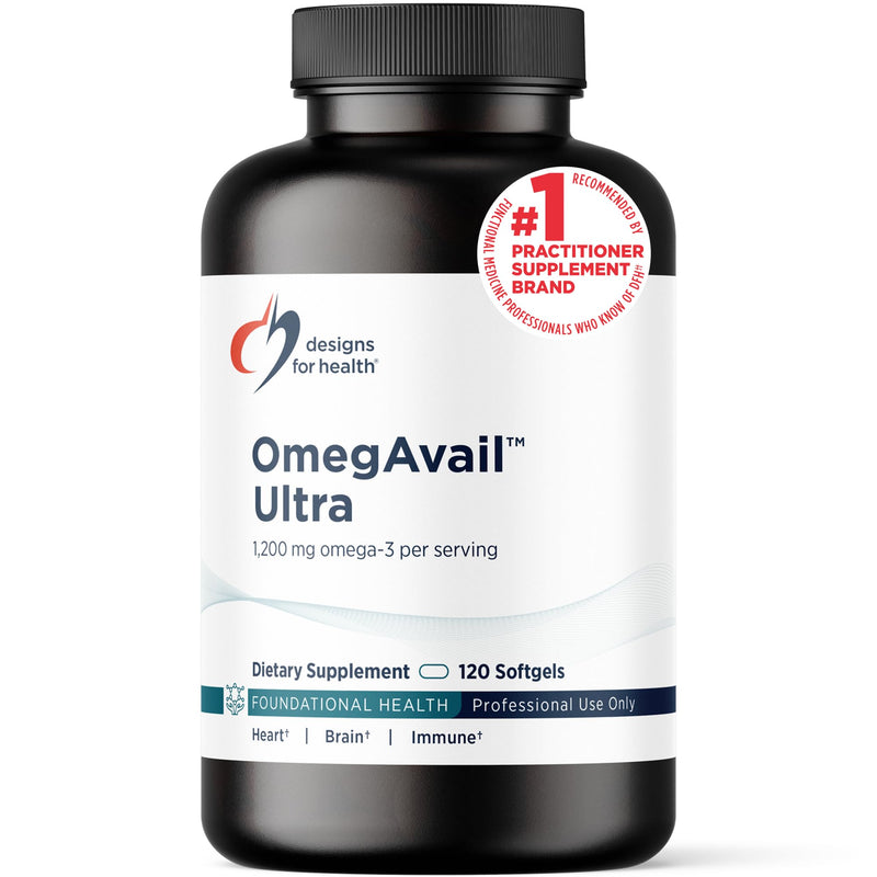 Designs for Health OmegAvail Ultra TG Fish Oil 1200mg - Triglyceride Form Omega 3 Fish Oil Supplement with DHA/EPA - No Fishy Aftertaste (120 Softgels) 120 Count (Pack of 1)