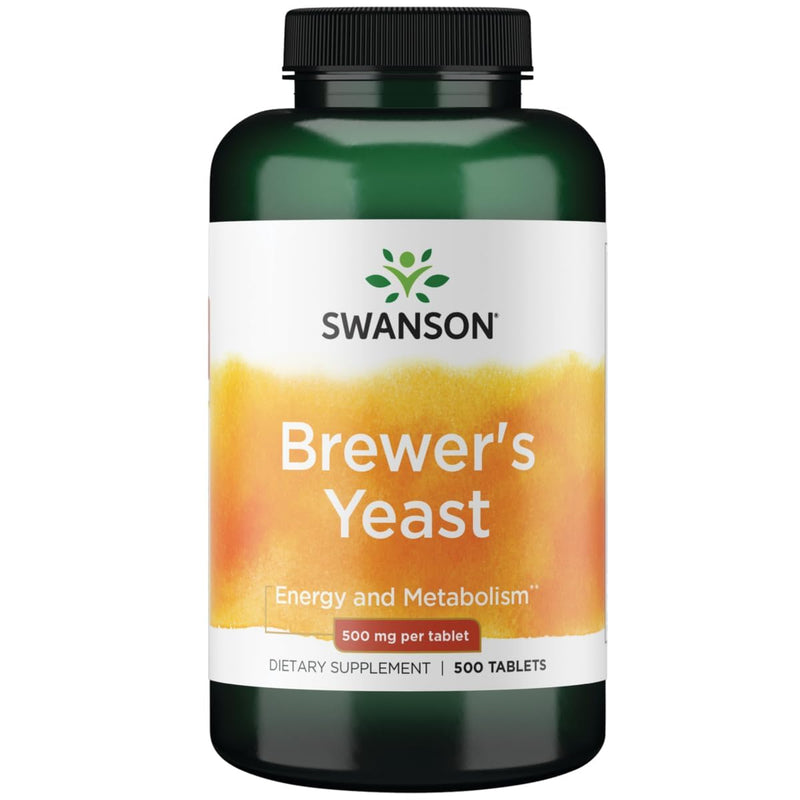 Swanson Brewer's Yeast B Complex Vitamin Formula, 500 mg, 500 Tablets | B Complex Vitamin Formula with Trace Minerals, Aids Metabolism and Energy Support, Source of Protein and Nutrients 500 Count (Pack of 1)