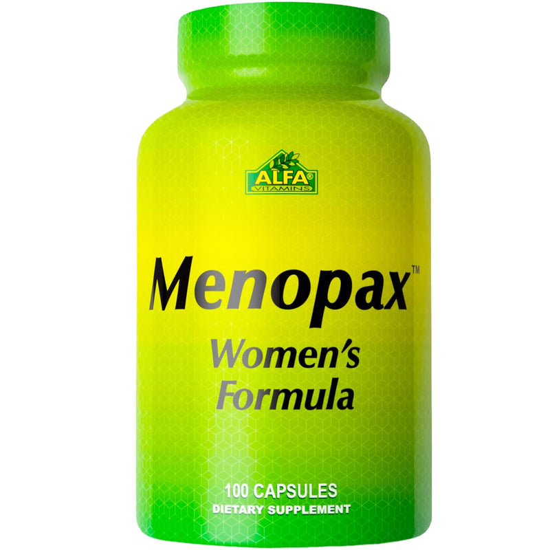 ALFA VITAMINS Menopax Women's Formula, Gluten Free Vitamin for Menstrual Health and Overall Wellness, Supports Joints, Energy, and Cycle Balance, Dietary Supplement for Women, 100 Capsules