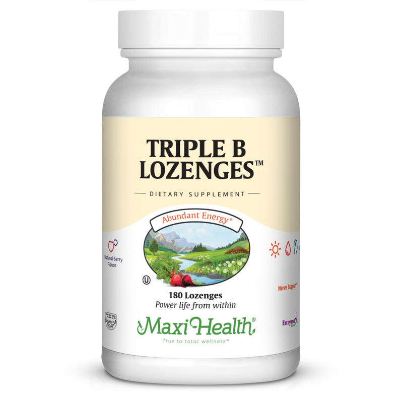 Maxi Health Triple B Lozenges - Vitamin B12 & B6 & Biotin - Strawberry Flavor - 180 Chewies - Kosher Strawberry - 180 Count (Pack of 1)