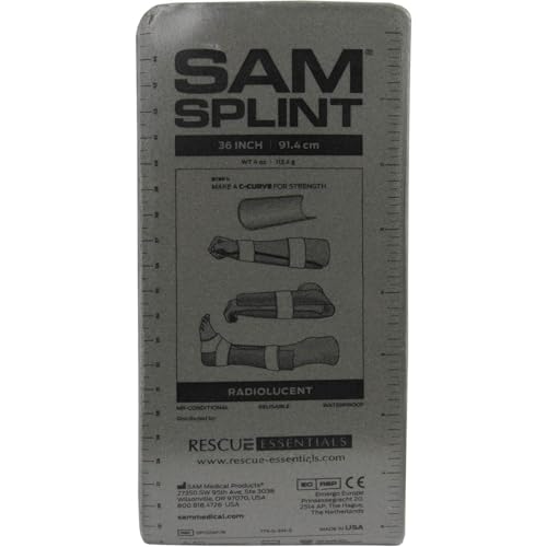SAM Medical SAM Splint Flat Fold 36" x 4.25" - Moldable Aluminum Foam Splint for Fractures, Sprains & Strains, Charcoal Gray - 1 Count
