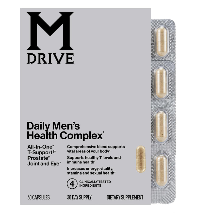 Mdrive Daily Mens Health Complex Ashwagandha Prostate Support 60 Capsules | All In One Classic T Formula Energy Boost Stress Relief Joint Eye Care Vitamin B12 KSM-66 Beta Sitosterols Cortisol Control