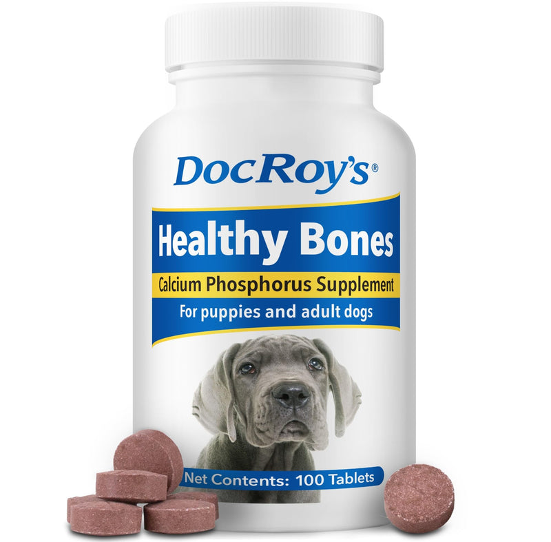 Doc Roys Healthy Bones Calcium and Phosphorus Chews for Dogs and Cats, Bone and Teeth Health Supplement with Vitamin D3, Roast Beef and Liver Flavor, 100 ct 100 ct - Chewable Tablets