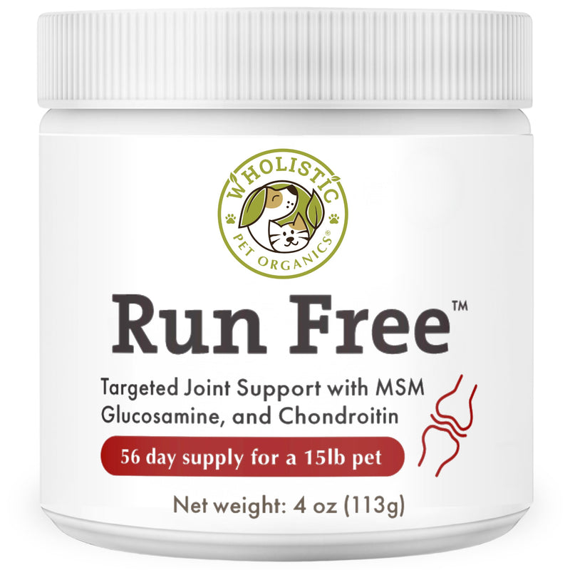Wholistic Pet Organics Run Free - 4 Oz - Dog Joint Supplement for Senior Dogs, Glucosamine Chondroitin MSM, Dog Vitamins, Cat Joint Pain Relief - PawsPlanet Australia