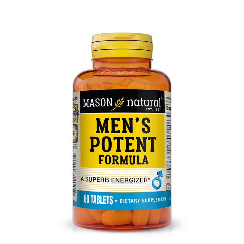MASON NATURAL Men's Potent Formula, Energy, Stamina & Endurance Support, Herbal Performance Supplement for Men, 60 Tablets 60 Count (Pack of 1)