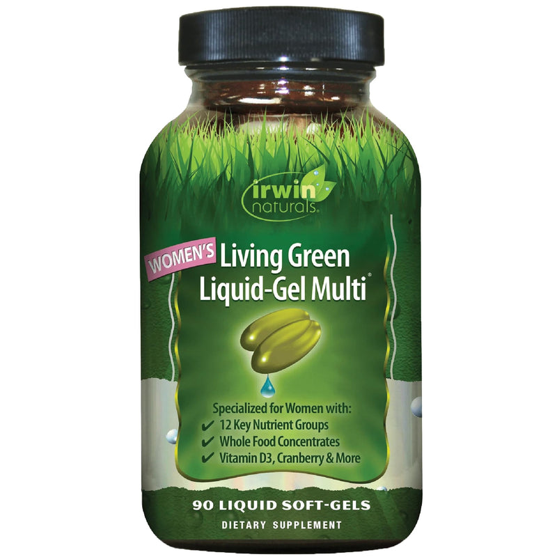Irwin Naturals Women’s Living Green Liquid-Gel Multivitamins | Whole Food Multivitamin for Women | 70 Nutrients, Omega & Greens Blend | BioPerine for Absorption | 90 Softgels Unflavored 90 Count (Pack of 1)
