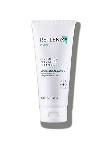 Replenix Gly-Sal Deep Pore Facial Cleanser, Medical-Grade 5% Glycolic & 2% Salicylic Acid Oil-Free Face Wash for Acne-Prone Skin (6.7 fl. oz) 5% Glycolic Acid