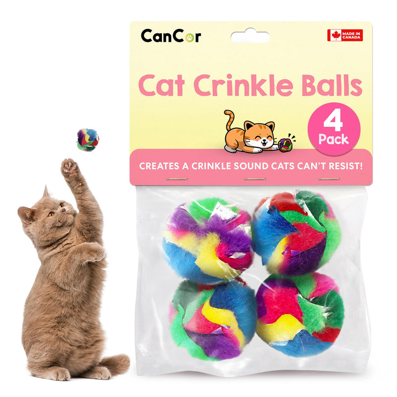 Cat Crinkle Balls 1.5 Inch (4-Pack) - Mini Crinkle Cat Toys for Indoor Cats - Multi-Color Crinkle Cat Toy - Cat Toys Crinkle Balls to Keep Fit and Active - Canadian-Made Crinkle Balls for Cats 4 Pack - BeesActive Australia
