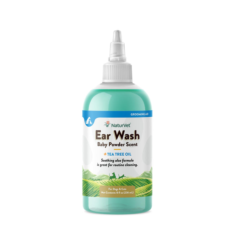 NaturVet Ear Wash w/Tea Tree Oil (Aloe & Baby Powder Scent) 8 oz 8 Ounce - PawsPlanet Australia