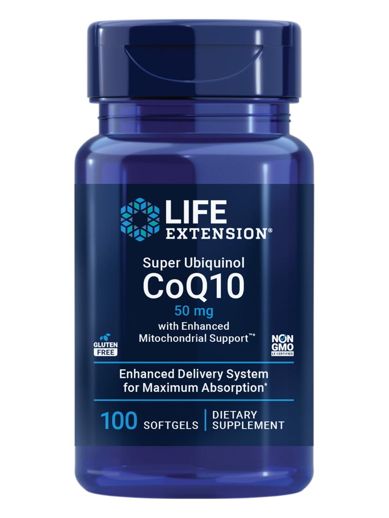 Life Extension Super Ubiquinol CoQ10, 50 mg, 100 Softgels | Enhanced Mitochondrial Support, Heart Health, Cell Energy, Bioavailable, Non-GMO & Gluten-Free 100 Count (Pack of 1)
