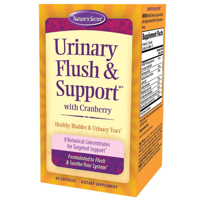 Nature's Secret Urinary Flush & Support with Cranberry Promotes Healthy Bladder & Urinary Tract - 8 Botanical Concentrate Blends to Flush & Soothe - Healthy Elimination & Detoxification - 60 Capsules - BeesActive Australia