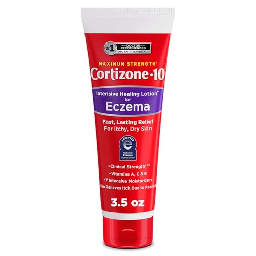 Cortizone-10 Maximum Strength Intensive Healing Itch Relief Lotion for Eczema, 1% Hydrocortisone, Fast-Acting, Anti-Itch Cream for Minor Skin Irritations, Rashes and Inflammation Due to Eczema, 3.5 oz 3.5 Ounce (Pack of 1)