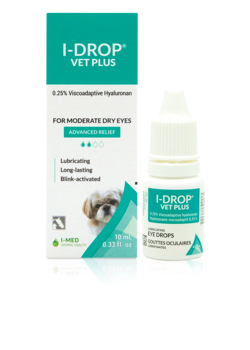 I-DROP VET PLUS: Pet Eye Drops for Dogs | Lubricate Acute/Seasonal Dry Eyes | Superior Comfort | Long-lasting Relief | Fewer Application Needed, 0.25% Hyaluronan | Multi dose Bottle | One Bottle 10 ml - BeesActive Australia