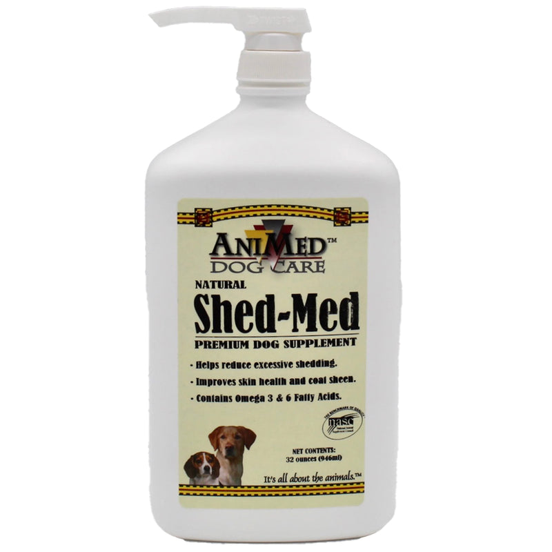 AniMed Shed-Med Premium Dog Supplement - Natural Ingredients for Reduced Shedding and Improved Skin and Coat Health, Skin and Coat Supplement for Dogs 32 oz - PawsPlanet Australia