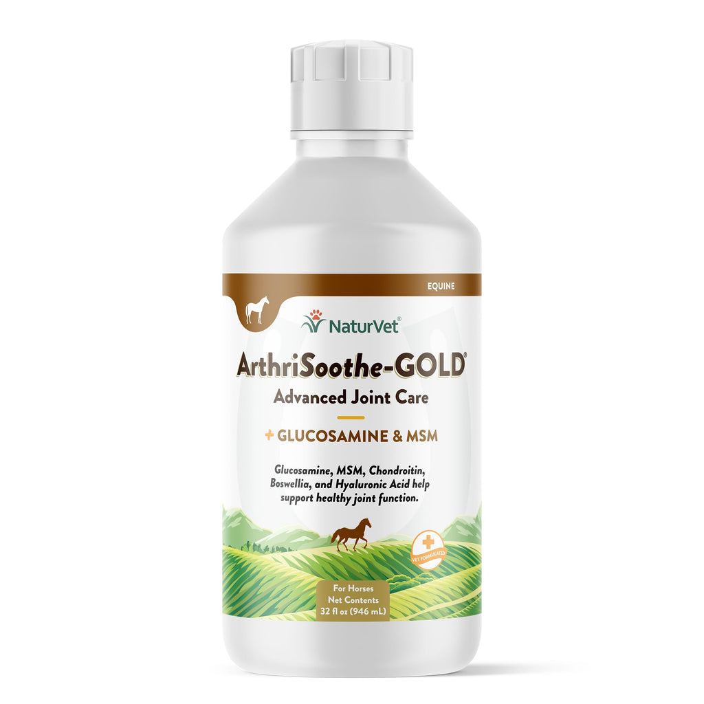 NaturVet ArthriSoothe-GOLD Advanced Equine Glucosamine Joint Supplement Formula for Horses, Liquid, Made in the USA, 32 Ounce