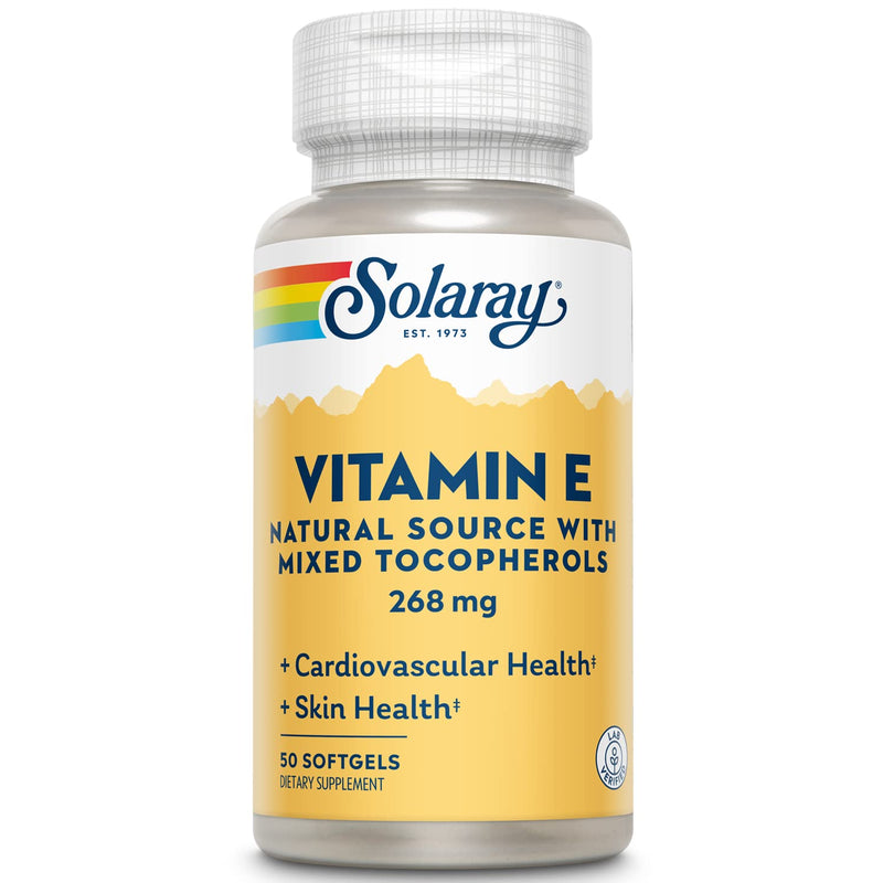 SOLARAY Vitamin E d-Alpha Tocopherol 268mg (400 IU) | Heart & Skin Health, Antioxidant Activity Support (50 CT) Unflavored 50 Count (Pack of 1)