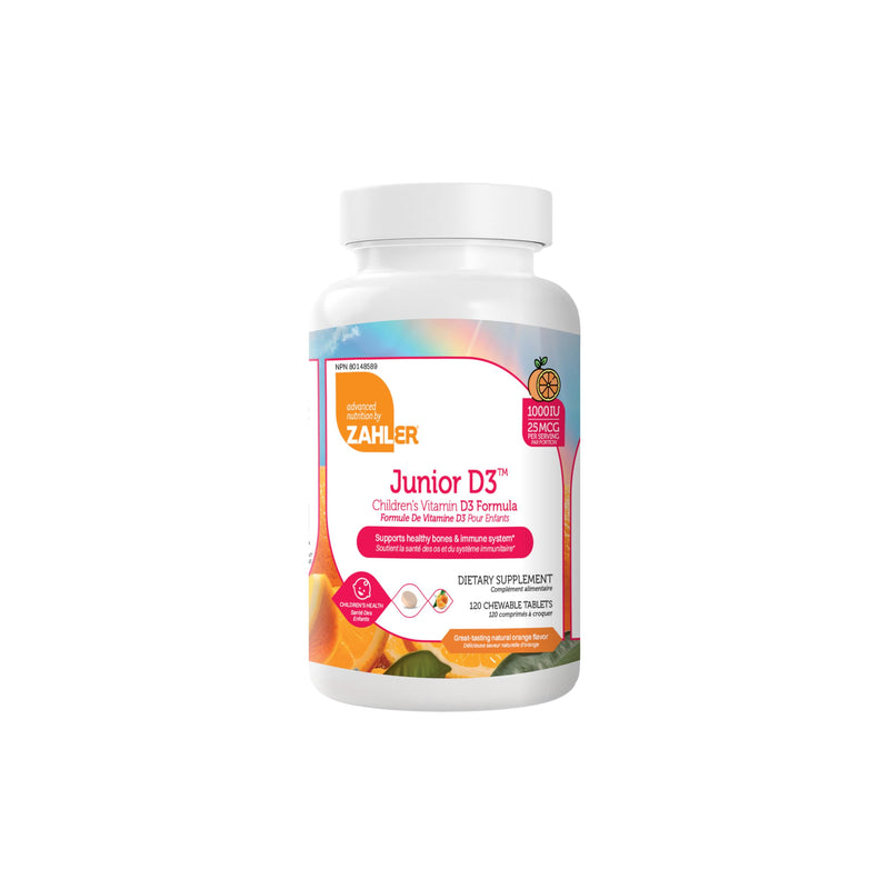 Zahler Junior D3 - Immune Health Support for Growing Kids - Vitamin D3 for Bone Health Support - Kosher, Gluten-Free & Dairy-Free - Orange, 120 Chewable Tablets (120 Servings)