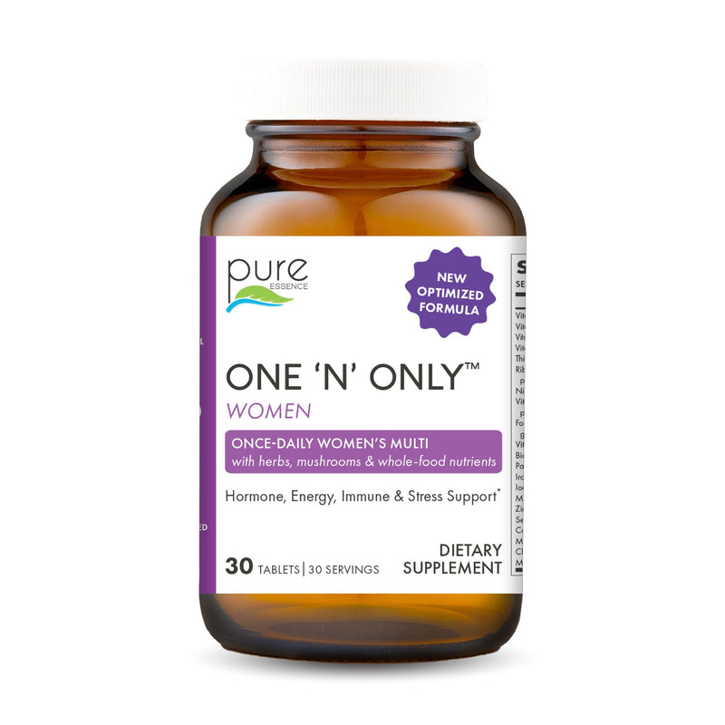 PURE ESSENCE LABS One N Only Multivitamin for Women, Natural One a Day Herbal Supplement with Vitamin D3, B12, and Biotin with Whole Foods, 30 Tablets 30 Count (Pack of 1)