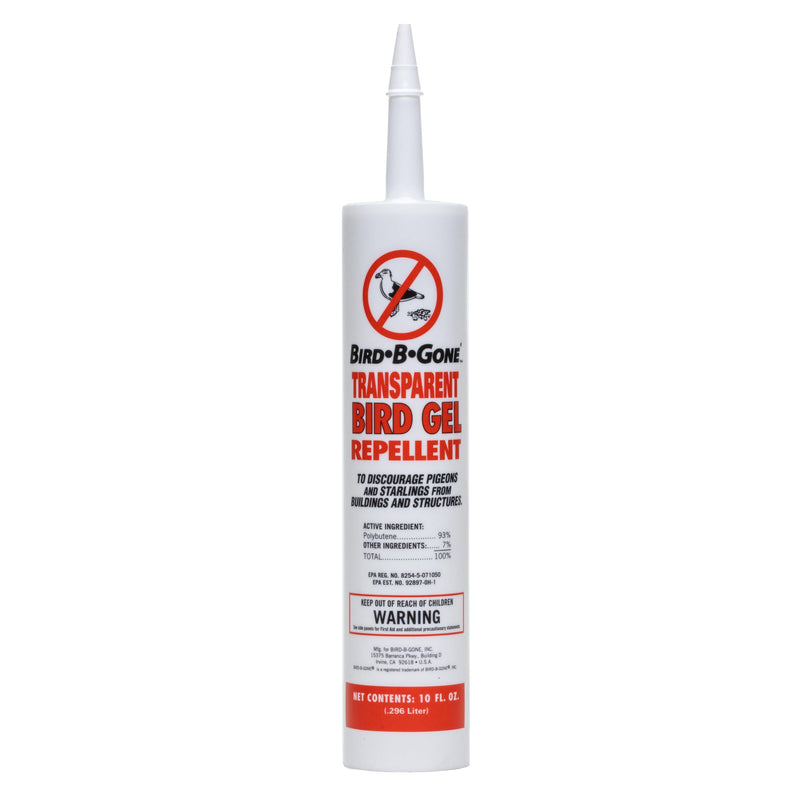 Bird B Gone Transparent Bird Gel - 10oz Tube - Sticky Bird Repellent for Outdoor Use - Deter Pigeons & Starlings - Easy Application with Caulking Gun - Bird Deterrent for Ledges, Pipes & Signs 1 Pack