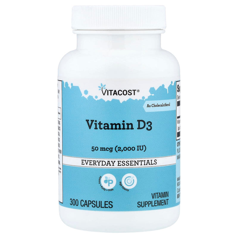 Vitacost Vitamin D3 (as Cholecalciferol) -- 2000 IU - 300 Capsules Unflavored 300 Count (Pack of 1)