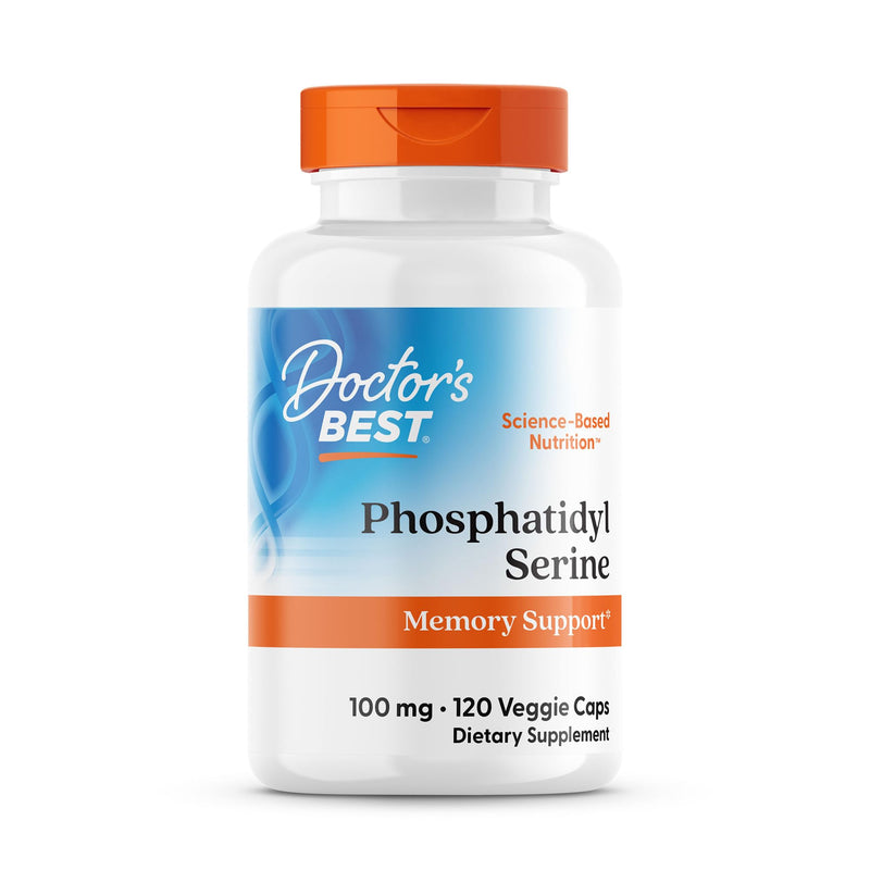 Doctor's Best Phosphatidylserine Supplement 100 mg - Phosphatidyl Serine Capsules for Men & Women, Memory & Cognitive Support for Adults, Supports Brain Health, Gluten Free, Vegan - 120 Veg Caps 120 Count (Pack of 1)