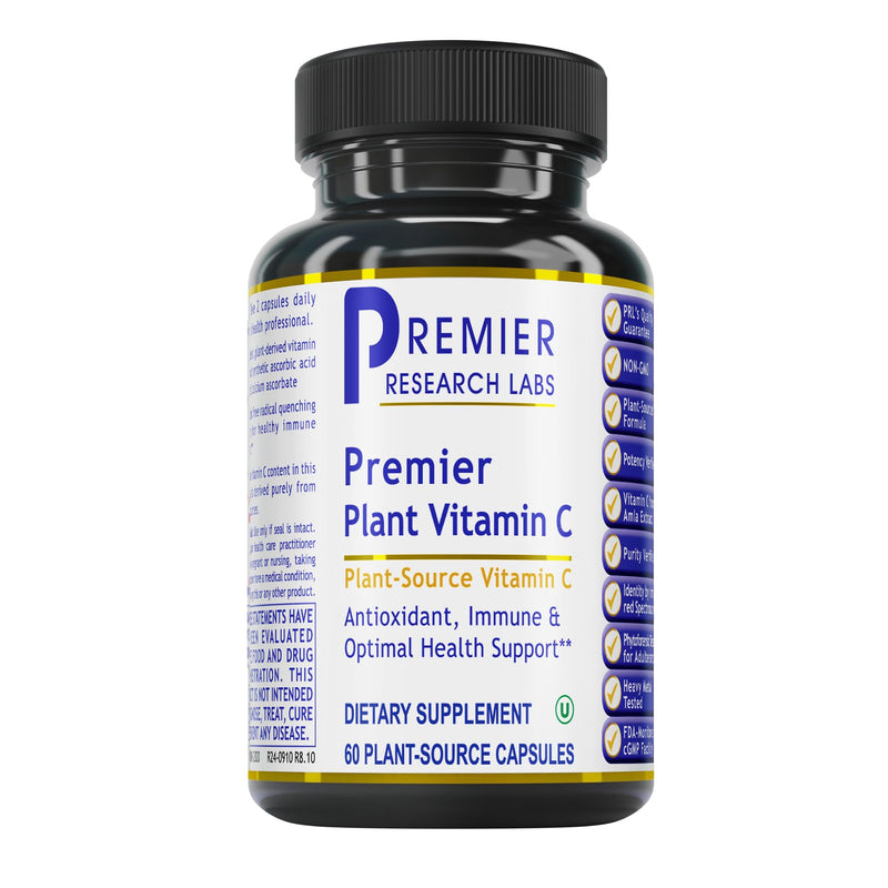 Premier Research Labs Vitamin C Supplement - Natural Vitamin C, Whole Food Vitamin C, Essential C Complex, Pure with Bioflavonoids & Organic Ingredients - 60 Vegetarian Capsules 60 Count (Pack of 1)