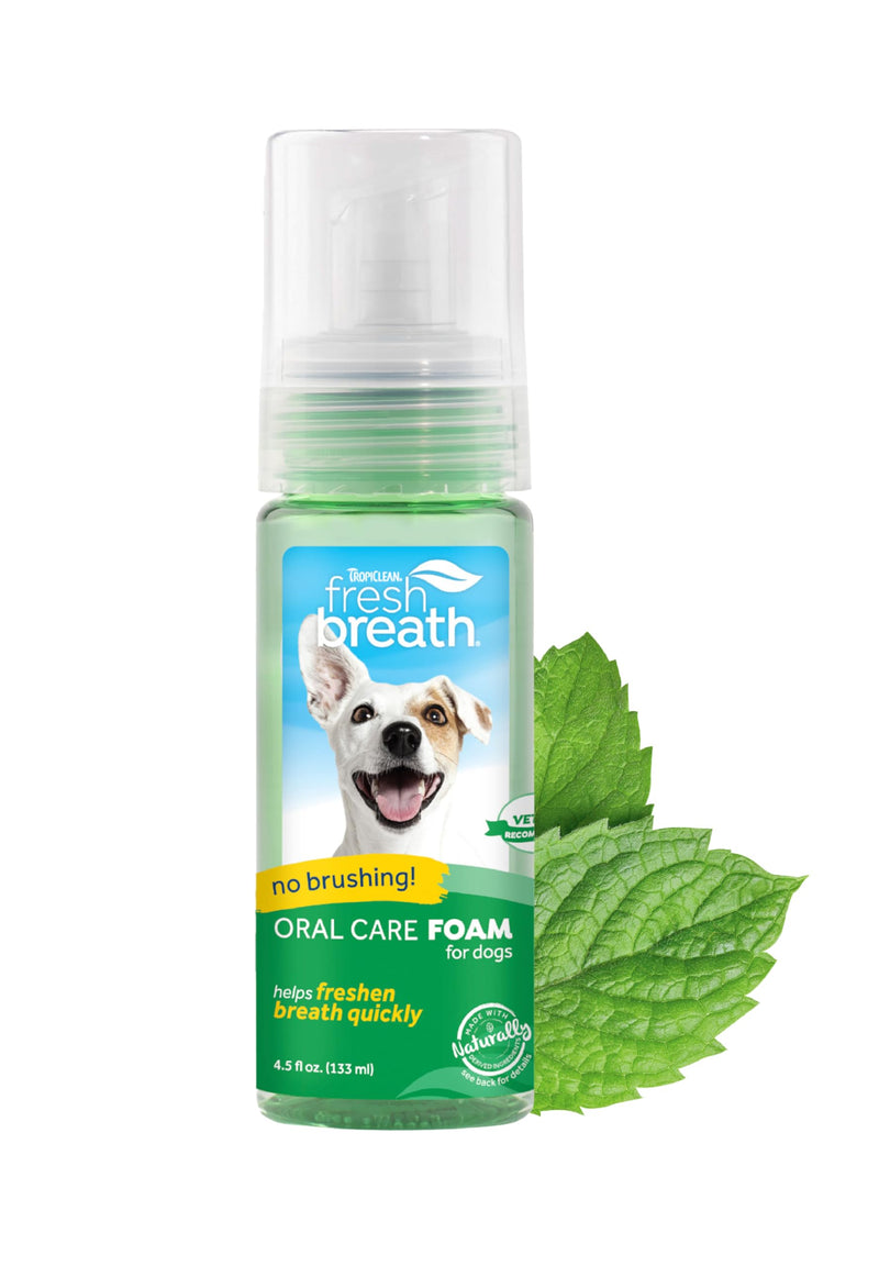 TropiClean Fresh Breath Foam for Dogs & Cats | Cat & Dog Dental Foam| Dog Breath Freshener Foam| Oral Care for Dogs & Cats | Made in The USA | 4.5 oz﻿ - BeesActive Australia