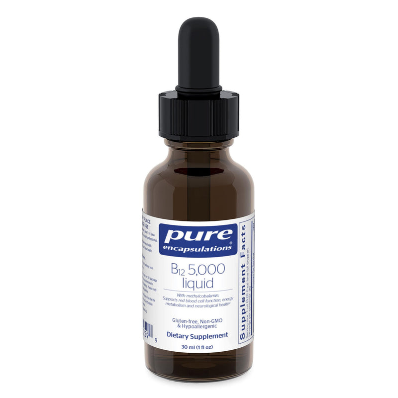 Pure Encapsulations B12 5,000 Liquid, 1 Fl Oz | Vitamin B12 Methylcobalamin Supplement to Support Energy, Nerve Health, Cognitive Function and Blood Cells*, Liquid Drops