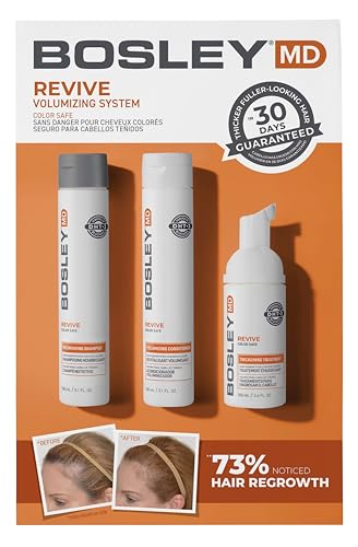 BosleyMD BosRevive Color-Safe Hair Care Kit for Thinning Hair, Starter Size (30 Days) – Shampoo, Conditioner & Thickening Treatment with Biotin, Panthenol & Botanical Extracts Starter Kit - Rosemary