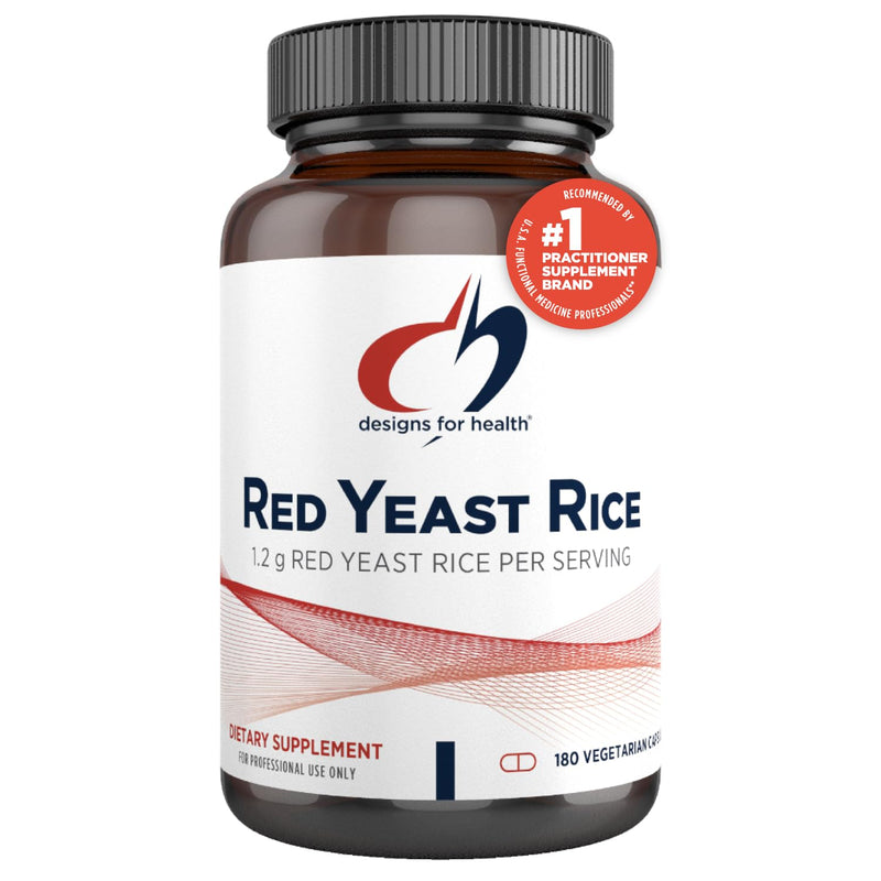 Designs for Health Red Yeast Rice Capsules - 1200mg (1.2g) Red Yeast Rice Supplement to Support Cardiovascular Health - Non-GMO, Made with US-Grown Organic Red Yeast Rice (180 Capsules) Standard Packaging