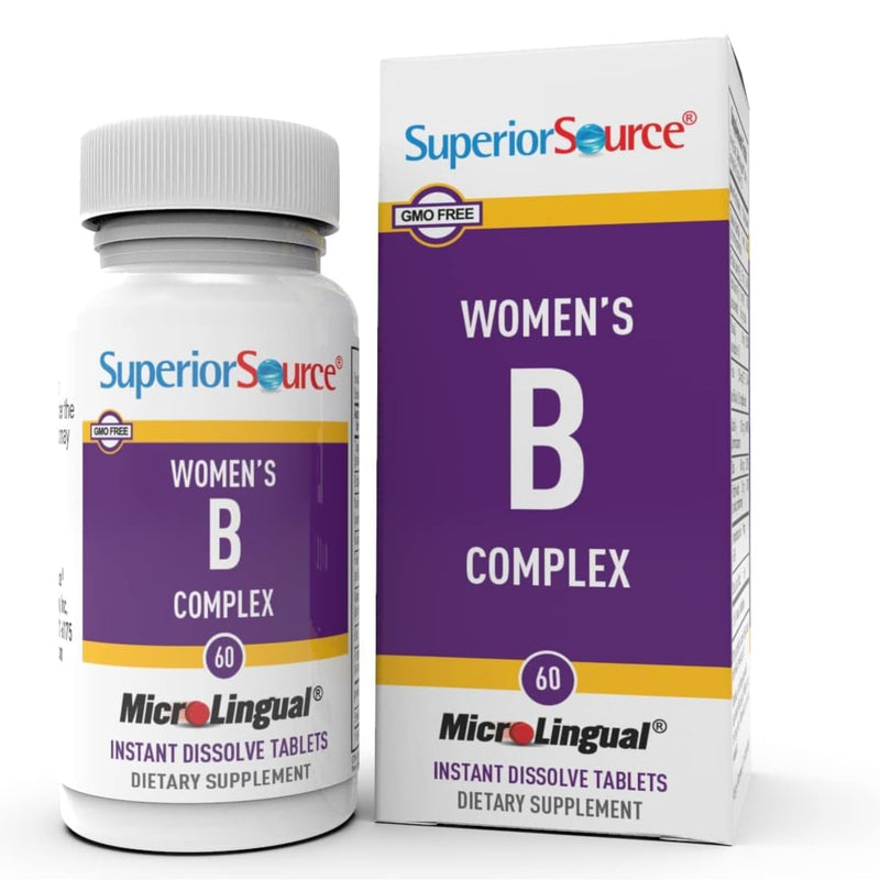 Superior Source Women?s B Complex - Energy Support Supplement for Women - Multivitamin with Vitamin B12, Vitamin B3 & More - B Vitamin Supplement Aids Heart Health - 60 Sublingual Dissolving Tablets Women’s B Complex