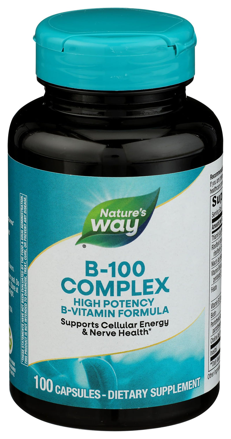 Nature's Way Vitamin B-100 Complex | Vitamin B Complex for Cellular Energy and Nerve Health Support*, Vitamin B Complex per Serving, High-Potency Formula