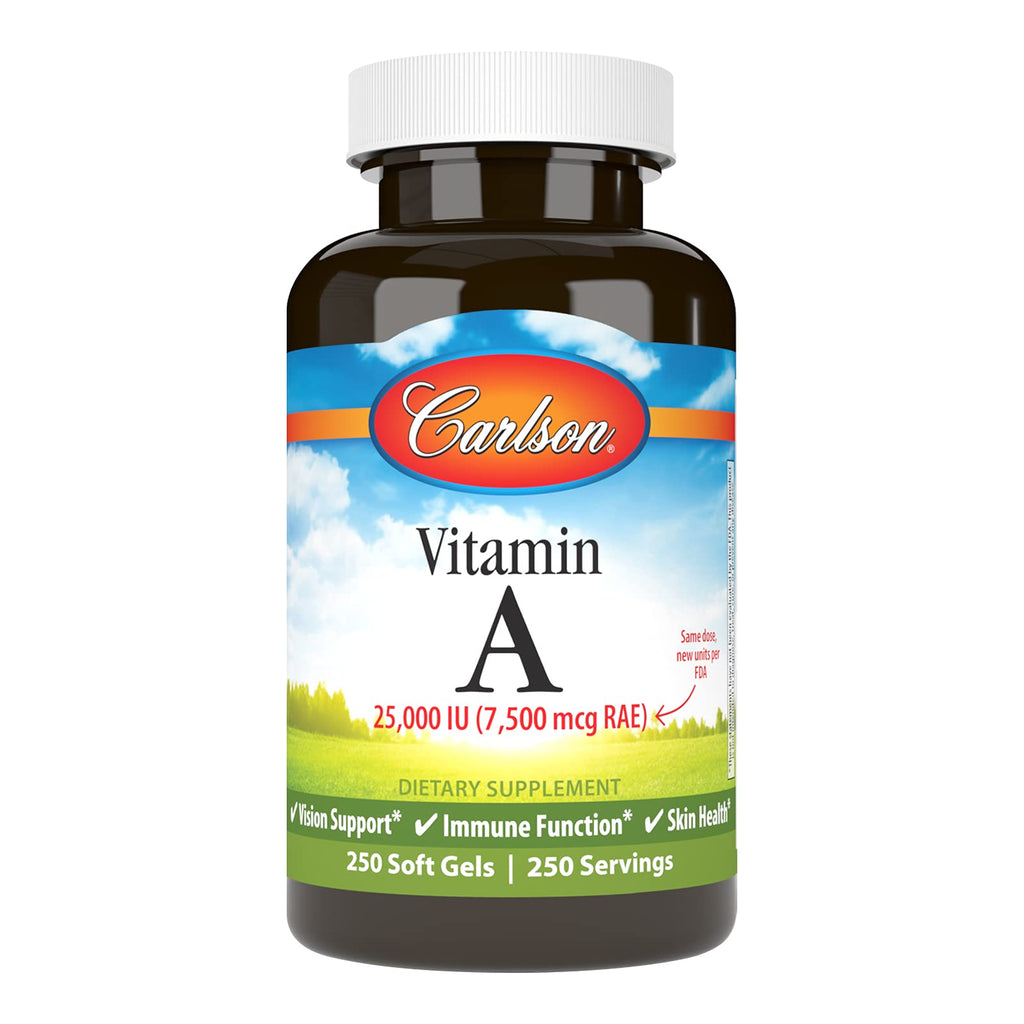 Carlson - Vitamin A, 25000 IU (7500 mcg RAE), Immune Support, Vision Health, Antioxidant, Vitamin A Supplements, 250 Softgels