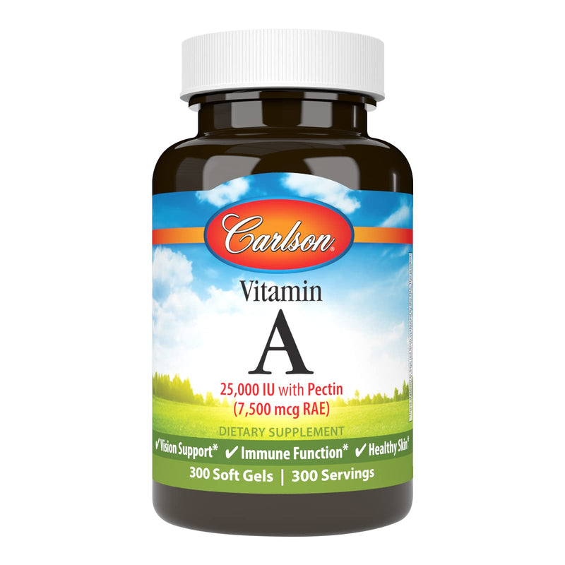 Carlson Labs Vitamin A with Pectin, 25000 IU, 300 Softgels 300 Count (Pack of 1)