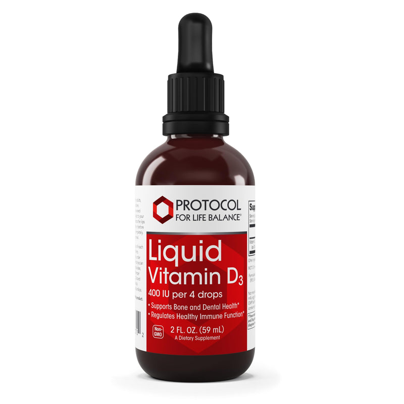 PROTOCOL FOR LIFE BALANCE Liquid Vitamin D-3, Bone Health*, 2 fl oz | Supports Calcium Absorption*, Bone and Dental Health*, and Immune Function* in Easy to Administer Drops
