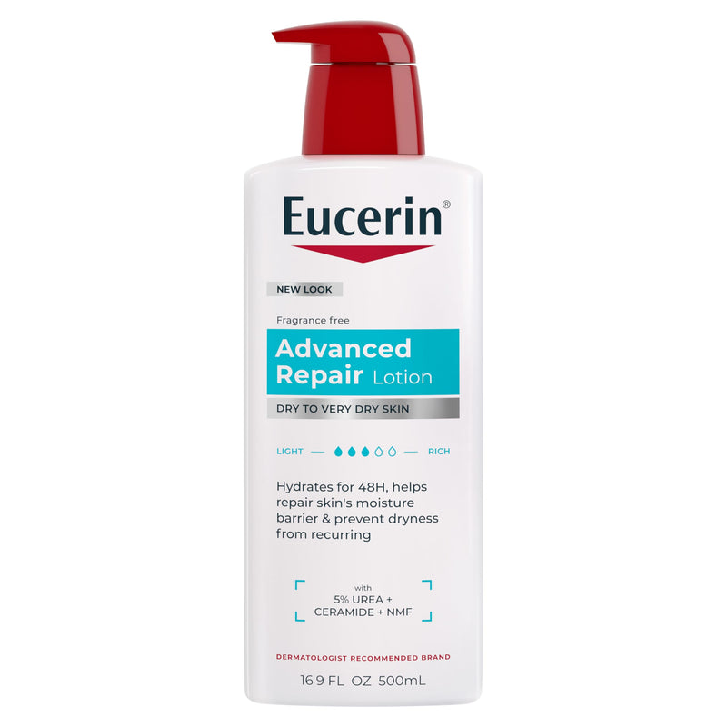 Eucerin Advanced Repair Body Lotion for Very Dry Skin, Unscented Lotion Formulated with Ceramides, 16.9 Fl Oz Bottle 16.9 Fl Oz (Pack of 1)