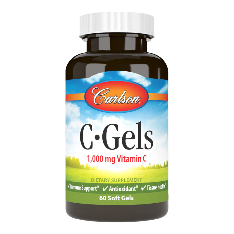 Carlson C-Gels, 1000 mg (1 g), Vitamin C Softgels, 60 Softgels | Vitamin C Supplement
