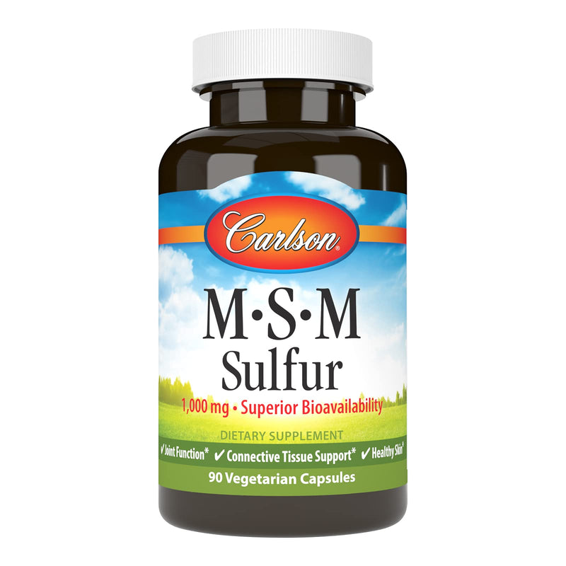 Carlson - M-S-M Sulfur, 1000 mg Superior Bioavailability, Joint Function, Connective Tissue Support & Healthy Skin, 90 Vegetarian Capsules 90 Count (Pack of 1)