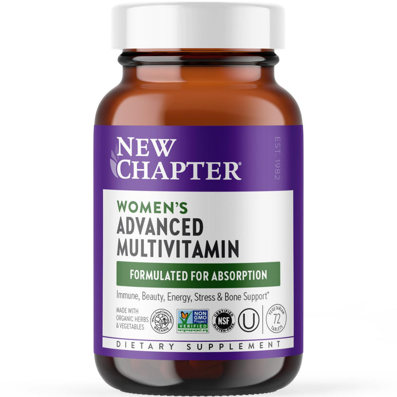 New Chapter Women's Advanced Multivitamin Formula, 72 Count | Fermented Essential Nutrients with Iron and Vitamin D3 for Stress, Bone, Immune, Beauty, and Energy Support for Women 72 Count (Pack of 1)
