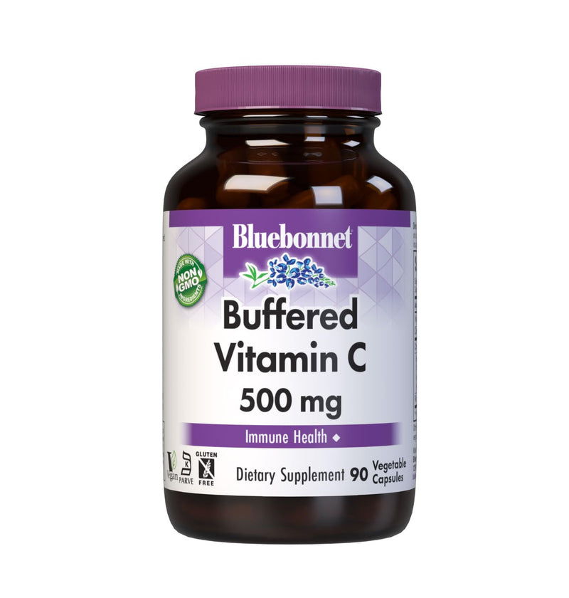 Bluebonnet Buffered Vitamin C 500 mg Vegetable Capsules, 90 Count, White (743715005686) | Antioxidant Protection with Citrus Bioflavonoids; Non-GMO, Vegan 1