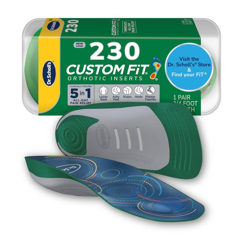 Dr. Scholl’s Custom Fit Orthotics 3/4 Length Arch Support Shoe Inserts - Plantar Fasciitis Relief Insoles for Men and Women, Immediate All-Day Total Lower Body Pain Relief, FSA HSA Eligible, CF230 Grey 1 Pair (Pack of 1) - BeesActive Australia