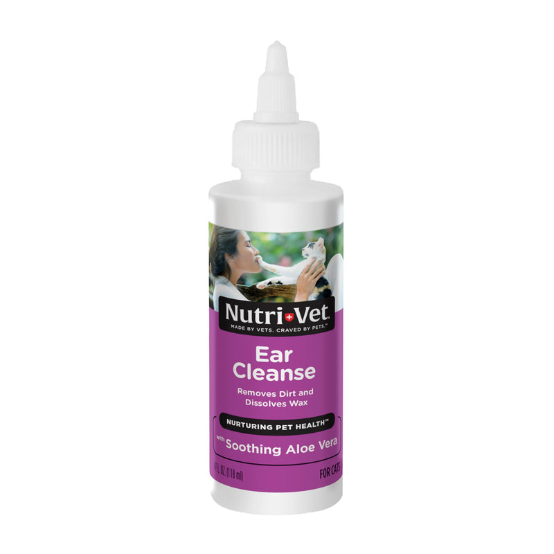 Nutri-Vet Ear Cleanser for Cats - Cleans and Deodorizes with Gentle Ingredients - Itch & Infection Relief - 4 Ounces 4 Ounce