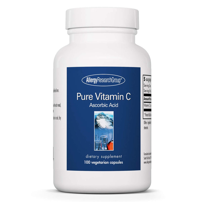 ARG Pure Vitamin C 2 g Ascorbic Acid, Immune Support, 100 Capsules | Unbuffered Hypoallergenic Ascorbic Acid Capsules for Antioxidant and Immune System Support, 50 Servings