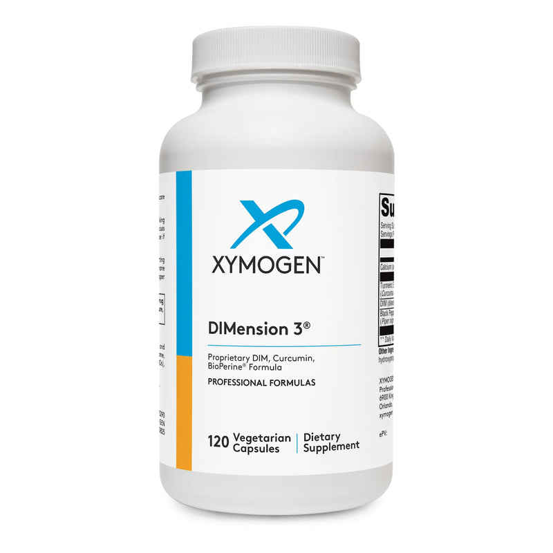 XYMOGEN Dimension 3 - DIM Supplement for Hormonal Balance & Estrogen Metabolism Support* - with Curcumin & BioPerine - Gluten-Free - 120 Capsules 120 Count (Pack of 1)