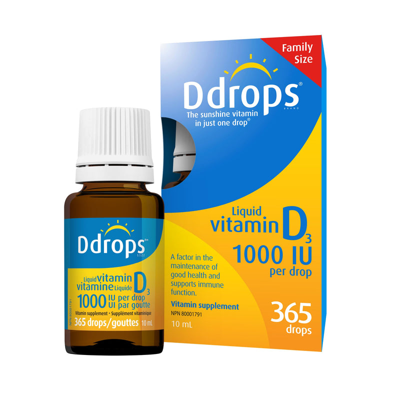 Ddrops Adults 1000IU 365 Drops - Liquid Vitamin D3 Supplement, Supporting Strong Bones & Immune System 0.34 Fl Oz (Pack of 1)