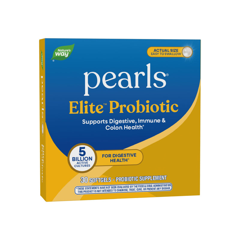 Nature's Way Pearls Elite Probiotic for Men and Women, 5 Billion, 30 ct | Supports Digestive, Immune, Colon Health*, 5 Billion Live Cultures, No Artificial Colors, No Refrigeration Required Unflavored 30 Count (Pack of 1)