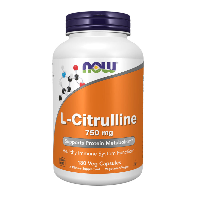 NOW Foods Supplements, L-Citrulline 750 mg, Supports Protein Metabolism*, Amino Acid, 180 Veg Capsules 180 Count (Pack of 1)